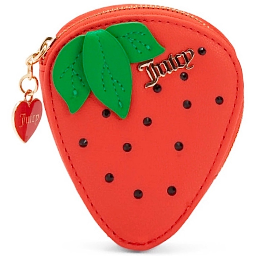 JUICY COUTURE Sweet Juicy Berry Coin Purse with Heart Logo Zipper Charm - NEW - Picture 8 of 8